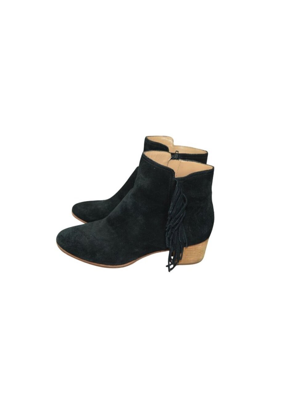 Banana Republic Black Suede Fringe Boho Western Booties Women's Size 10 Fall